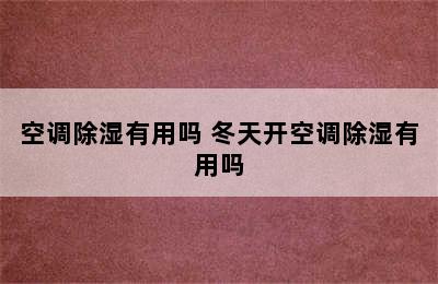 空调除湿有用吗 冬天开空调除湿有用吗